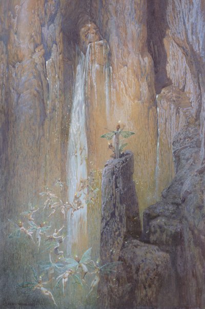 Fairies Dancing by a Waterfall by Georg Janny